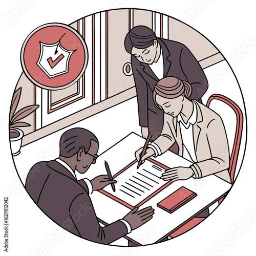 Businesspeople Signing Contract During Meeting