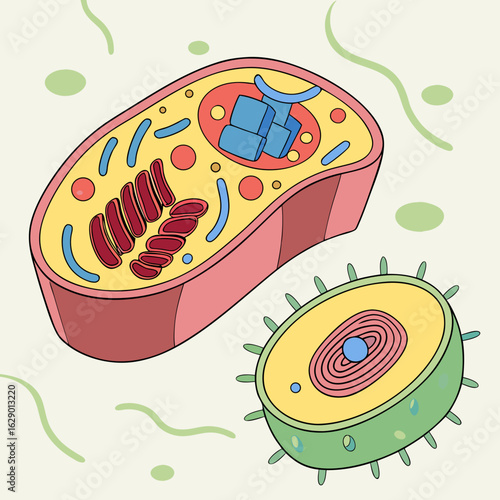 Colorful Illustration of Plant and Animal Cells
