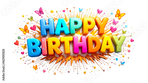 happy birthday text, comic book explosion, happy birthday png vector