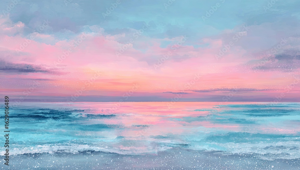 Naklejka premium Pastel sunset over a tranquil beach