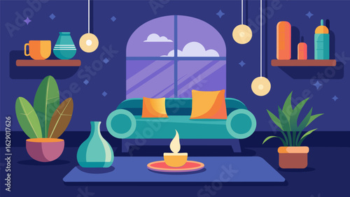 A dedicated space for rest and rejuvenation incorporating comfortable seating calming scents and soft lighting to encourage a holistic approach to. Vector illustration