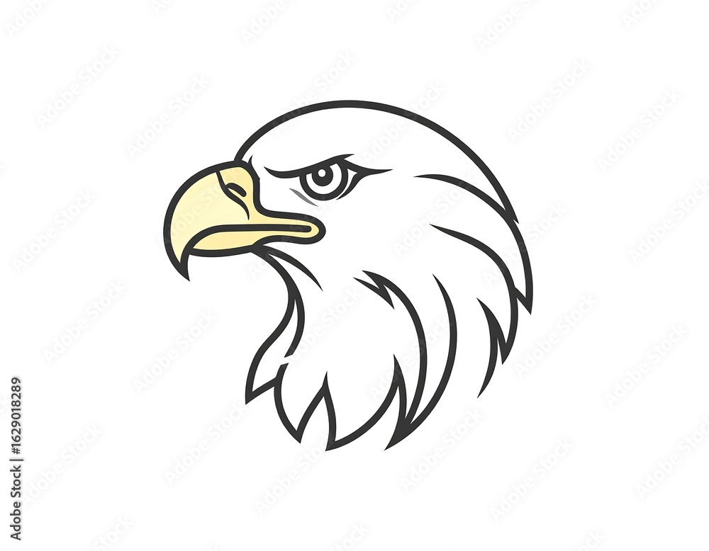 Fototapeta premium Line art illustration of an eagle's head in profile view