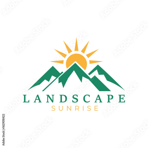  Mountain Sun Logo royalty-free images