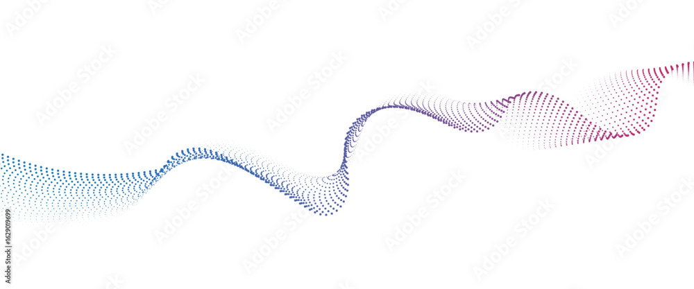 Fototapeta premium Flowing Dot Wave halftone gradient pattern on transparent background 