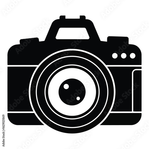 Art of black silhouette of a camera, representing photography and visual creation