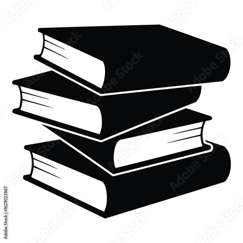 Art of stack of books, isolated on white background