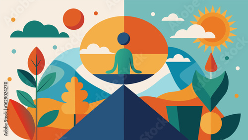 A mixed media artwork using a blend of warm and cool colors conveying the balance and harmony necessary for maintaining physical and mental wellness..