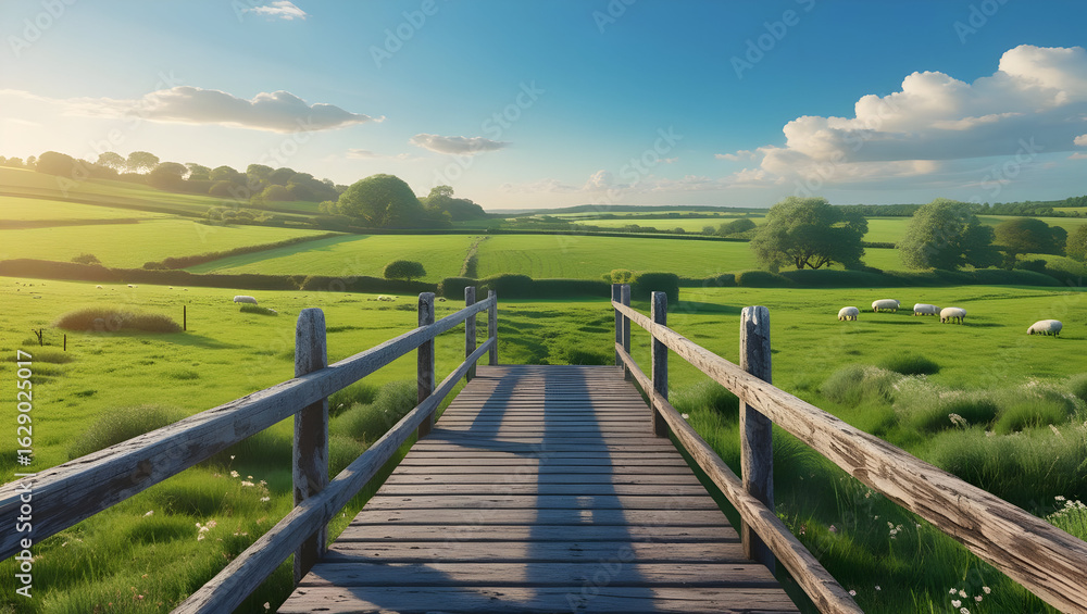 Fototapeta premium wooden bridge over river