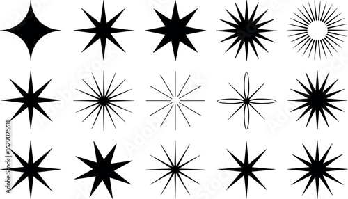 Collection of diverse starburst and radial burst designs showcasing geometric complexity and symmetry