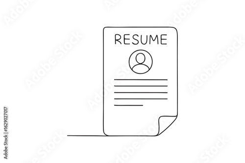 Resume Document continuous one line drawing minimalism design