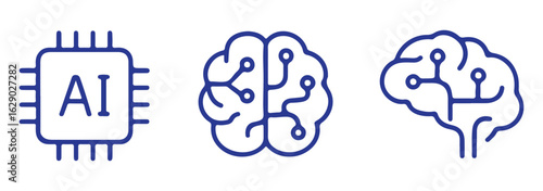 Artificial intelligence AI processor chip vector icon symbol. AI system icon illustration vector