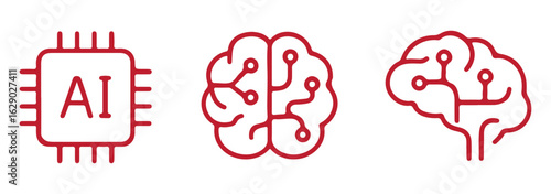 Artificial intelligence AI processor chip vector icon symbol. AI system icon illustration vector