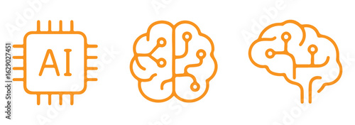 Artificial intelligence AI processor chip vector icon symbol. AI system icon illustration vector