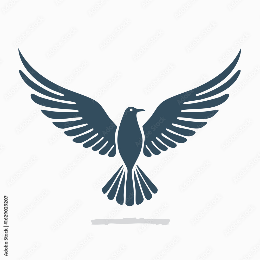 Obraz premium A stylized illustration of a dove with outstretched wings, ready to fly.