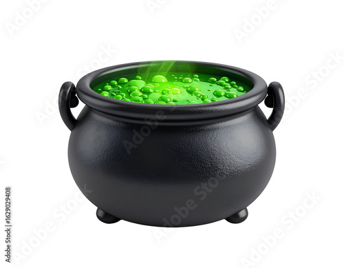 3D Render Green Potion Cauldron