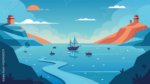 A calm bay with ships in the distance symbolizing the patients determination and resilience in navigating their recovery despite challenges..