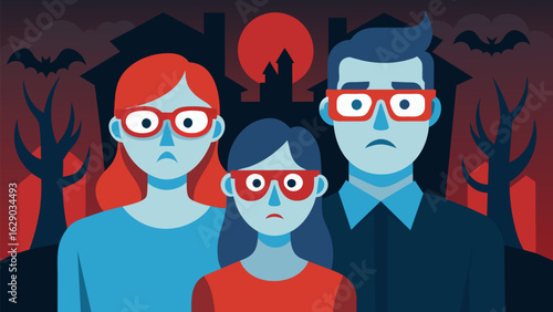 A couple wearing fear filter glasses attend a family reunion their once loving relatives now appearing as hostile and intimidating..