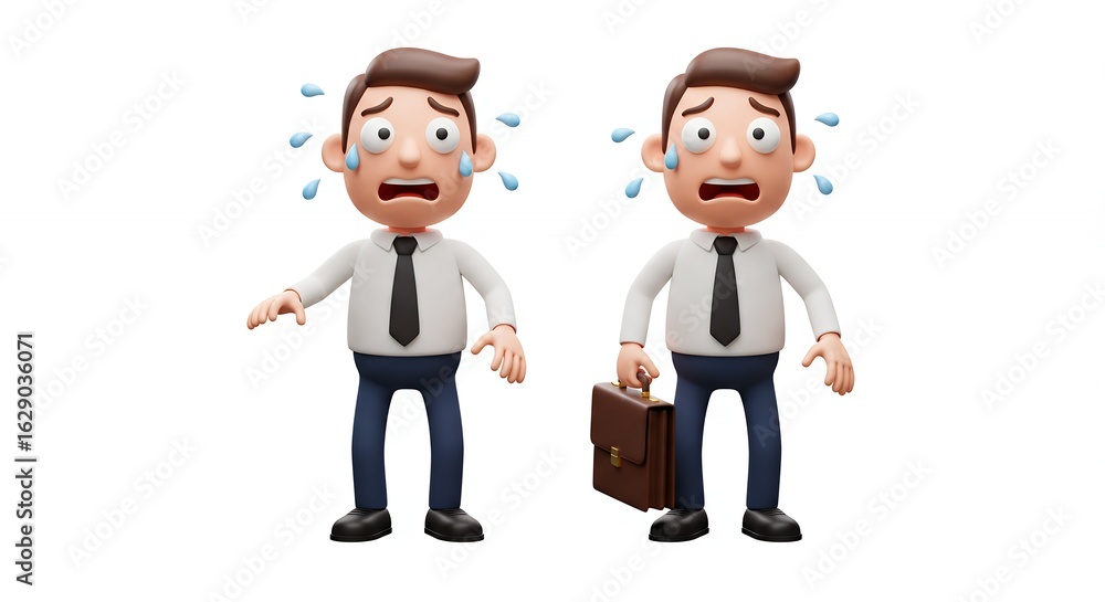 Cartoon business people stressed or anxious figures illustration Cartoon business people stressed or anxious figures illustration
