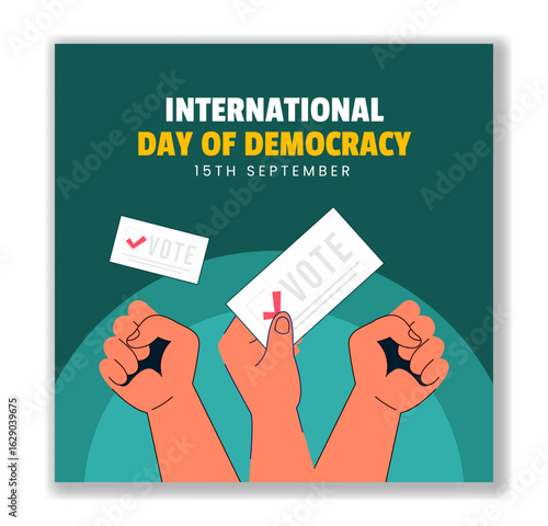 Hand-Drawn Democracy Day Vector Template for Social Media Background Design