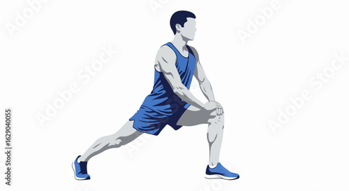 Athletic man performs dynamic stretching routine for flexibility and athletic performance enhancement
