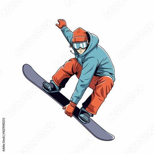 Dynamic snowboarder catches air, executing a thrilling jump with skill and style.