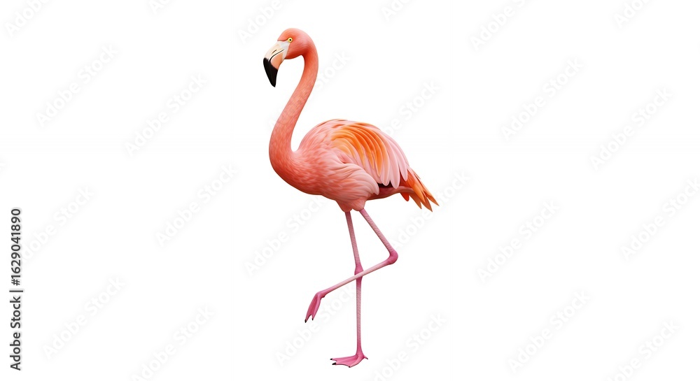 Fototapeta premium Pink flamingo isolated on white background