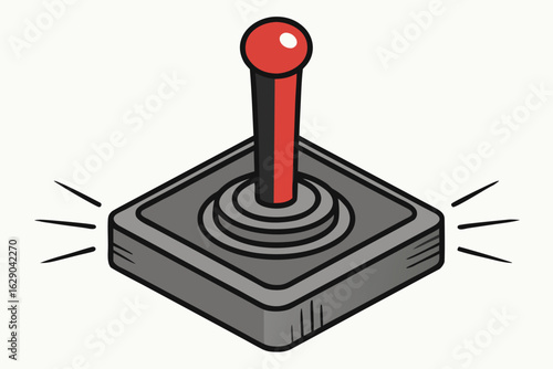 Retro Gaming Joystick With Red Ball Top And Sparkles vintage controller