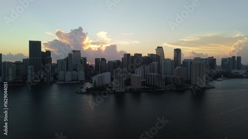 Wallpaper Mural Drone view of downtown Miami skyline at sunset from over Biscayne Bay Torontodigital.ca