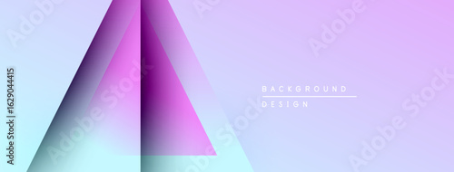 Abstract geometric shapes, triangles, gradients. Soft purple, blue hues create modern background design. Minimalist aesthetic.