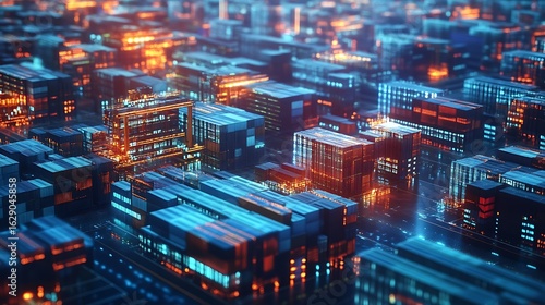 Digital futuristic cityscape