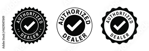 Authorized Dealer Vector Stamp and Badge Set with Checkmark