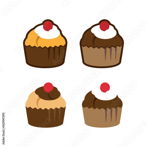 マフィン/カップケーキのベクターイラスト素材セット