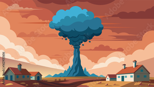 A billowing column of smoke stretching across the sky instilling fear in nearby villages as it carries rumors of a looming apocalypse..