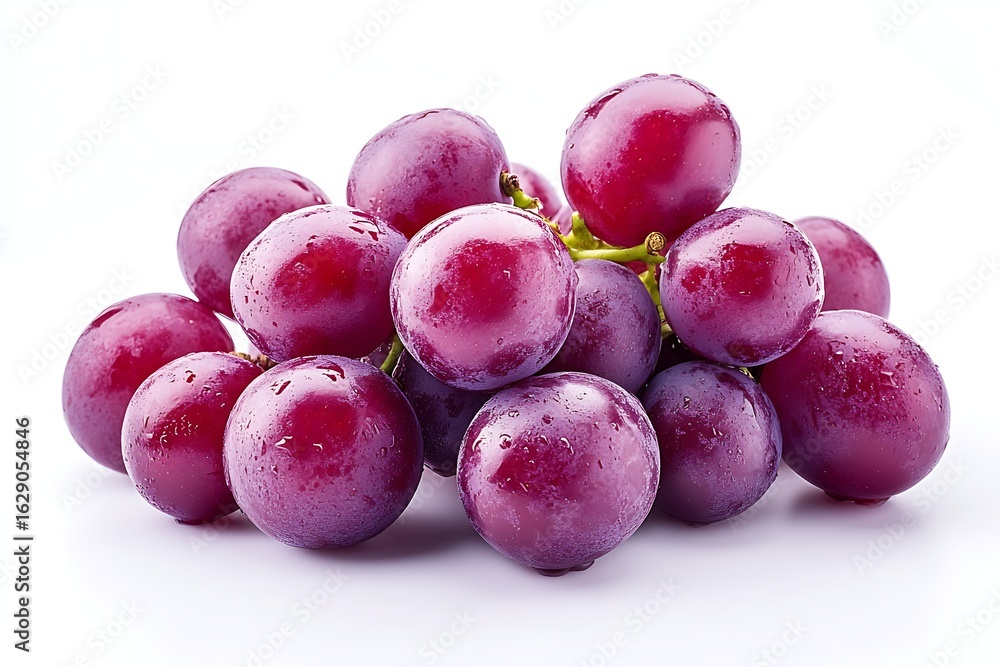 Fresh Red Grapes with Water Droplets, a Delicious and Healthy Snack on a White Background Fresh Red Grapes with Water Droplets, a Delicious and Healthy Snack on a White Background