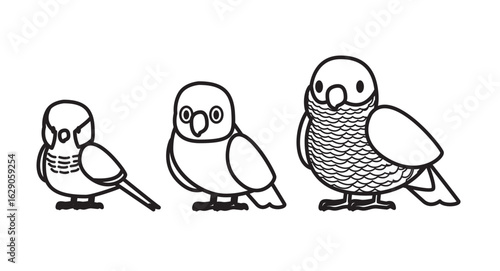 Parrot Grey Lovebird Cartoon Minimal Doodle Cute Character