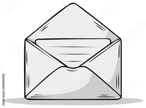 Simple vector illustration of an open letter envelope with a blank message