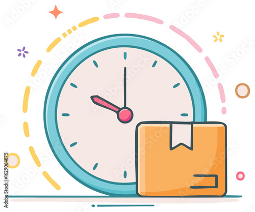 Time for delivery with clock and package