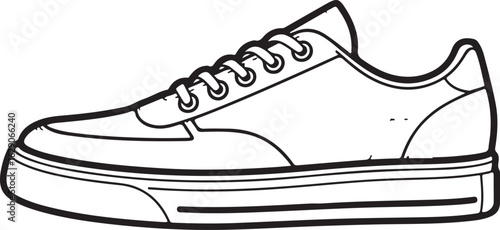 Minimalist Vector Outline of Classic Sneaker Shoe Side Profile