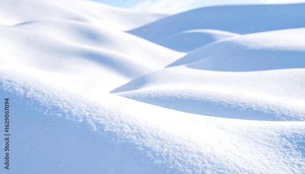 Obraz premium Pristine Snowy Landscape: Soft, White Hills Under a Clear Blue Sky