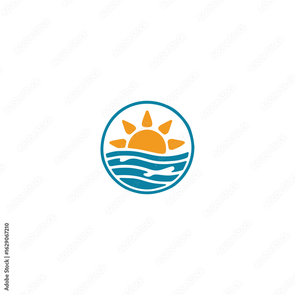 Fototapeta premium Sun waves logo vector icon illustration