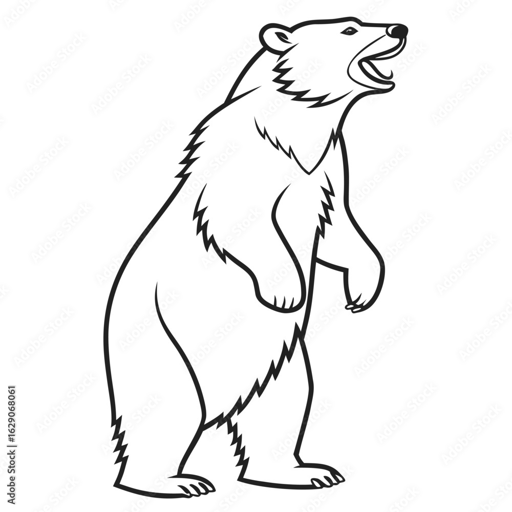Obraz premium Simple Silhouette of a Bear Standing on Its Hind Legs.