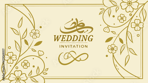 Elegant floral wedding invitation card design template for celebration and special occasion event decor