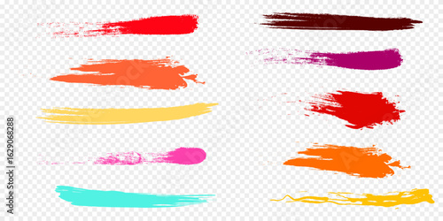 Craft label brush stroke backgrounds, paint or ink smudges vector for tags and stamps design. Painted label backgrounds patch. Color combinations catalog elements. Ink smudges, stains