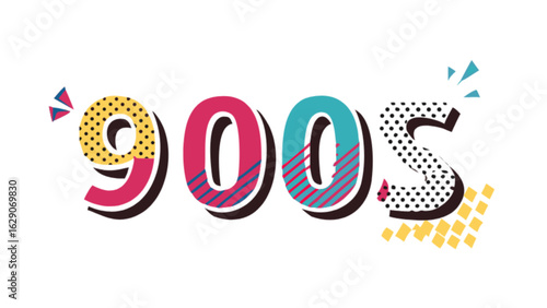 90s themed party decorations and retro style design elements for a nineties nostalgia event theme decor