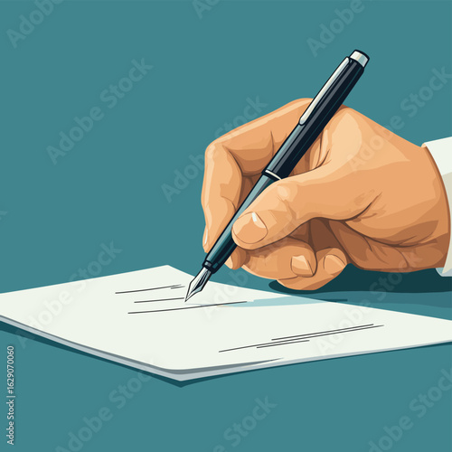 Close up of a businessman's hand signing a contract with a pen