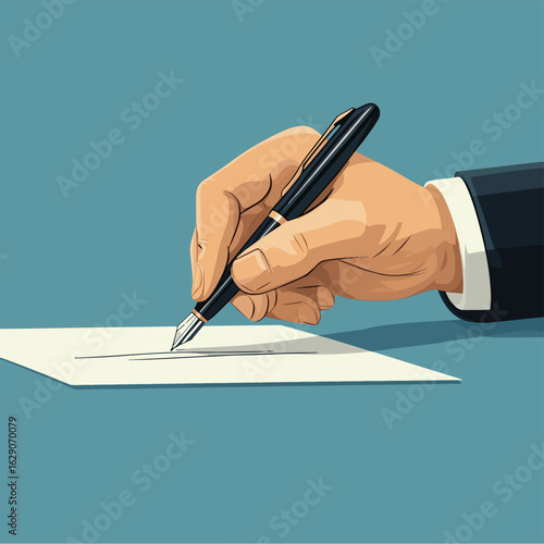 Close up of a businessman's hand signing a contract with a pen