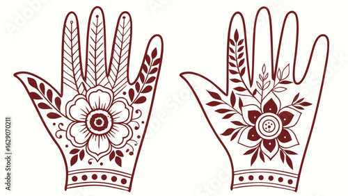 Henna hand tattoo designs floral art mehndi pattern traditional indian body art decoration drawing ideas