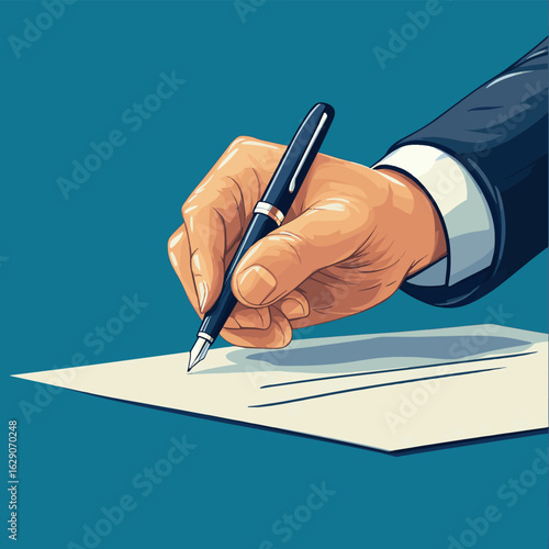 Close up of a businessman's hand signing a contract with a pen