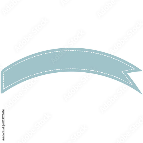 2d Flat straight blue stitched ribbon banner vector illustration. Perfect for minimalist label designs, promotions, templates, or decorative graphic projects.

