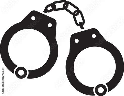 Silhouette of Handcuffs in Black, Security and Law Icon